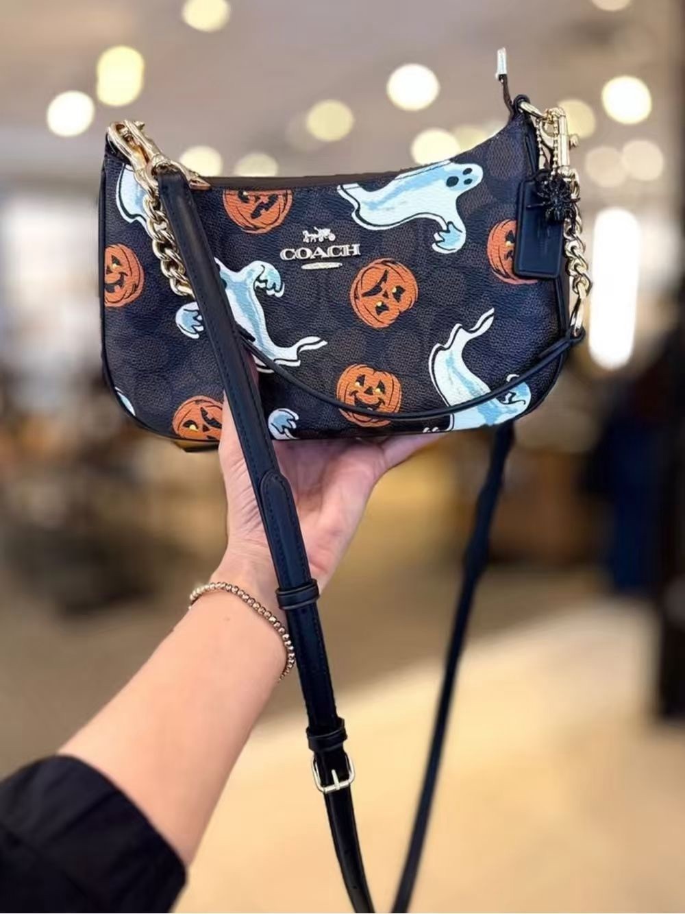 Coach Black Crossbody with Ghost & Pumpkin Motif